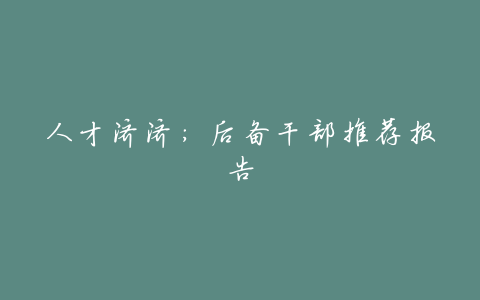 人才济济:后备干部推荐报告