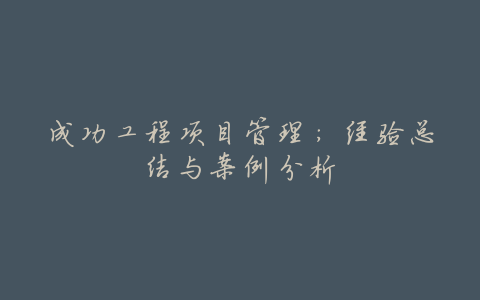 成功工程项目管理:经验总结与案例分析