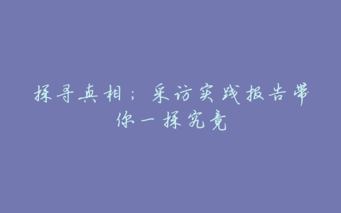 探寻真相:采访实践报告带你一探究竟