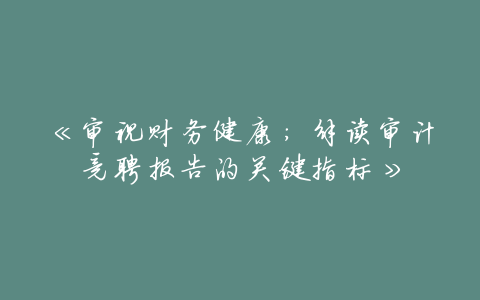 《审视财务健康:解读审计竞聘报告的关键指标》