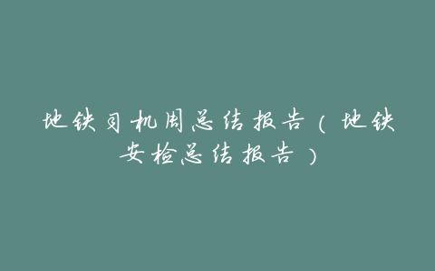 地铁司机周总结报告(地铁安检总结报告)