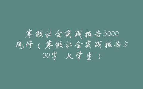 寒假社会实践报告3000汽修(寒假社会实践报告500字 大学生)