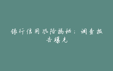 银行信用风险揭秘:调查报告曝光