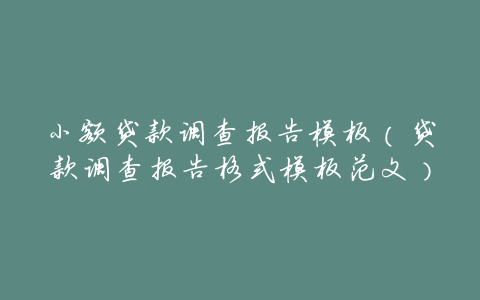 小额贷款调查报告模板(贷款调查报告格式模板范文)