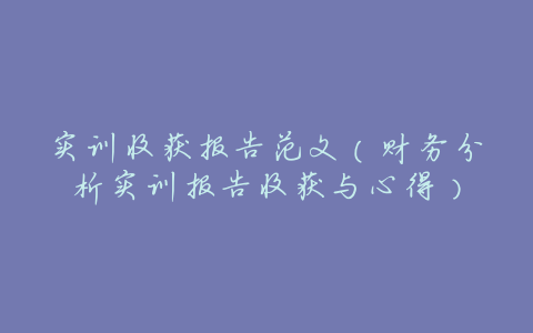 实训收获报告范文(财务分析实训报告收获与心得)