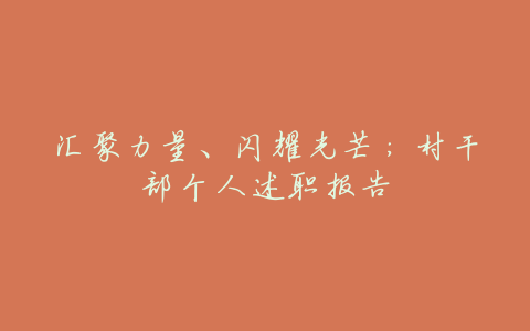 汇聚力量、闪耀光芒:村干部个人述职报告