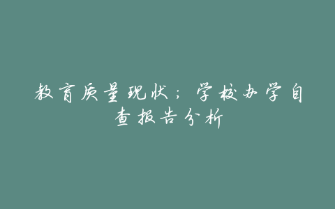 教育质量现状:学校办学自查报告分析