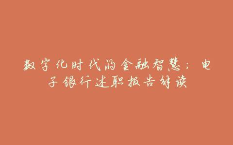 数字化时代的金融智慧:电子银行述职报告解读