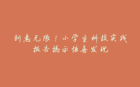 创意无限!小学生科技实践报告揭示惊喜发现