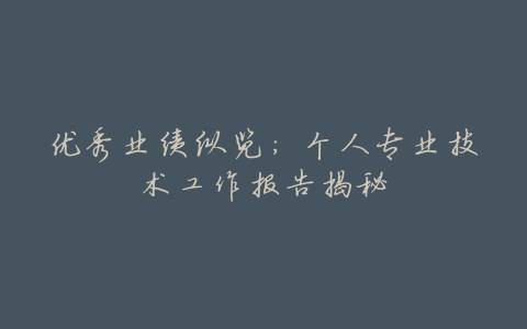 优秀业绩纵览:个人专业技术工作报告揭秘