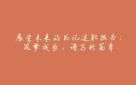展望未来的书记述职报告:筑梦成长,谱写新篇章