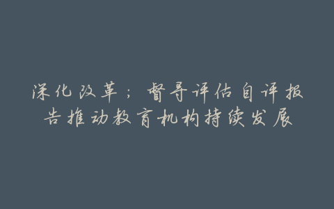 深化改革:督导评估自评报告推动教育机构持续发展
