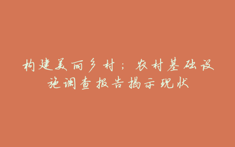 构建美丽乡村:农村基础设施调查报告揭示现状
