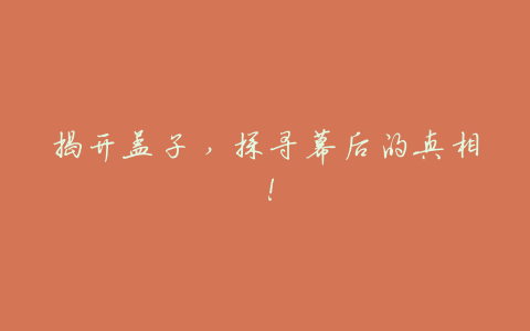 揭开盖子,探寻幕后的真相!
