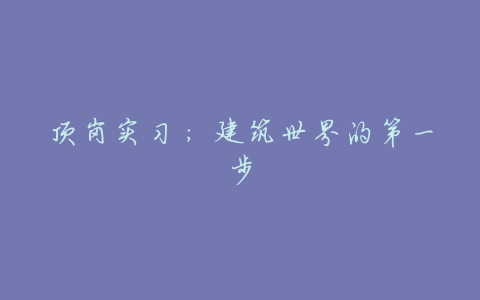 顶岗实习:建筑世界的第一步