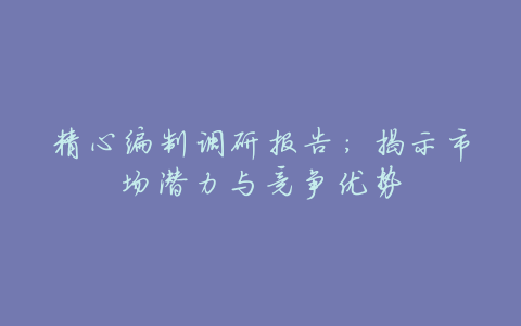 精心编制调研报告:揭示市场潜力与竞争优势