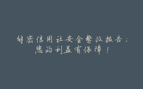 解密信用社安全整改报告：您的利益有保障！