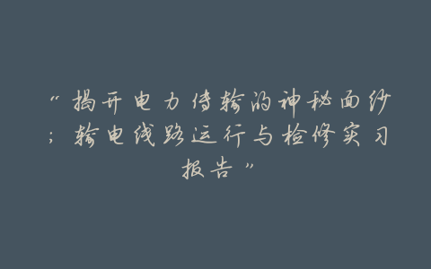 “揭开电力传输的神秘面纱:输电线路运行与检修实习报告”
