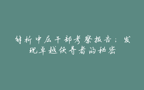 解析中层干部考察报告:发现卓越领导者的秘密