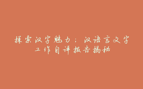 探索汉字魅力:汉语言文字工作自评报告揭秘