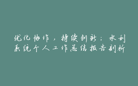 优化协作,持续创新:水利系统个人工作总结报告剖析