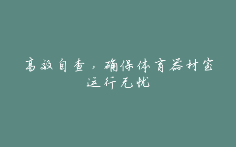 高效自查,确保体育器材室运行无忧
