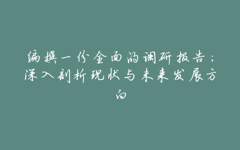 编撰一份全面的调研报告:深入剖析现状与未来发展方向