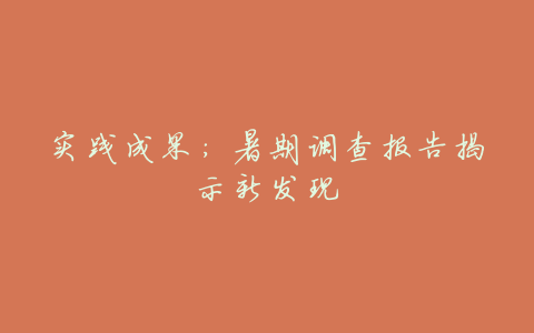 实践成果:暑期调查报告揭示新发现