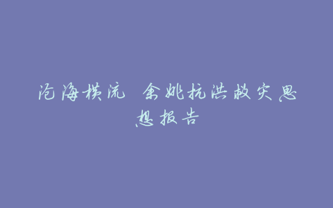 沧海横流 余姚抗洪救灾思想报告