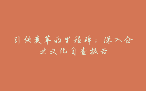 引领变革的里程碑：深入企业文化自查报告