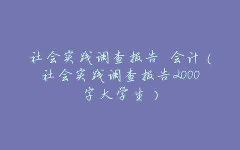 社会实践调查报告 会计(社会实践调查报告2000字大学生)