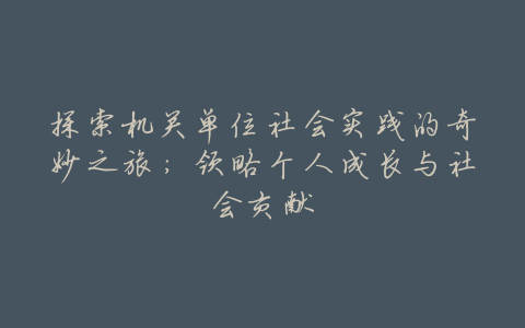探索机关单位社会实践的奇妙之旅:领略个人成长与社会贡献