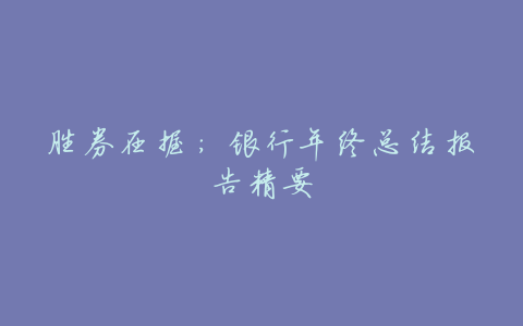 胜券在握:银行年终总结报告精要