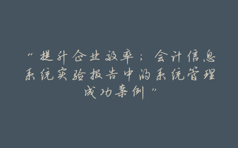“提升企业效率:会计信息系统实验报告中的系统管理成功案例”