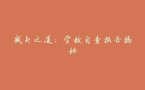 减负之道:学校自查报告揭秘
