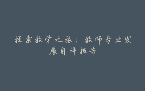 探索教学之旅:教师专业发展自评报告