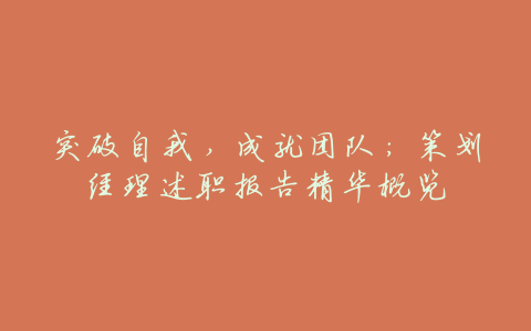 突破自我,成就团队:策划经理述职报告精华概览