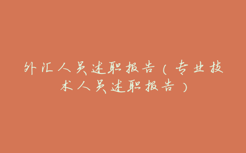 外汇人员述职报告(专业技术人员述职报告)