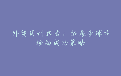 外贸实训报告:拓展全球市场的成功策略
