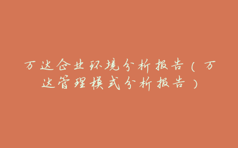 万达企业环境分析报告(万达管理模式分析报告)