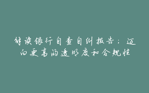 解读银行自查自纠报告:迈向更高的透明度和合规性