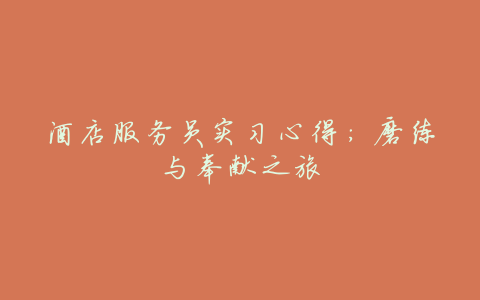 酒店服务员实习心得:磨练与奉献之旅