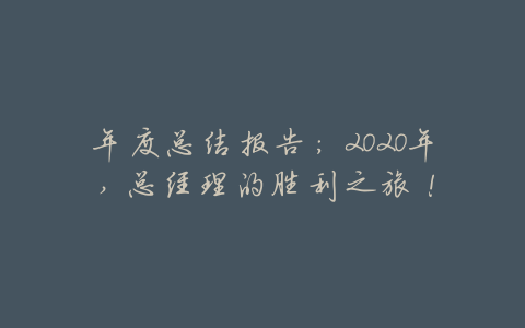 年度总结报告:2020年,总经理的胜利之旅!
