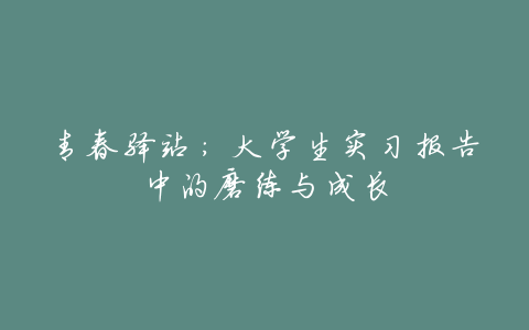 青春驿站:大学生实习报告中的磨练与成长