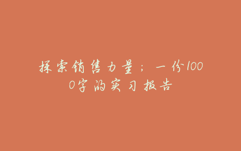 探索销售力量:一份1000字的实习报告