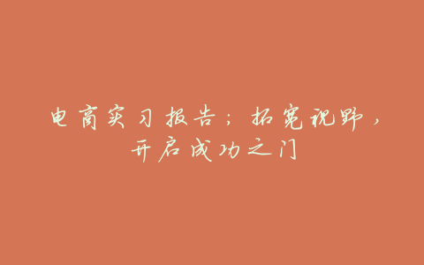 电商实习报告:拓宽视野,开启成功之门