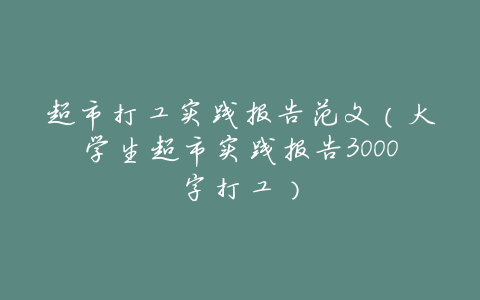 超市打工实践报告范文(大学生超市实践报告3000字打工)