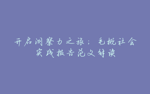 开启洞察力之旅:毛概社会实践报告范文解读