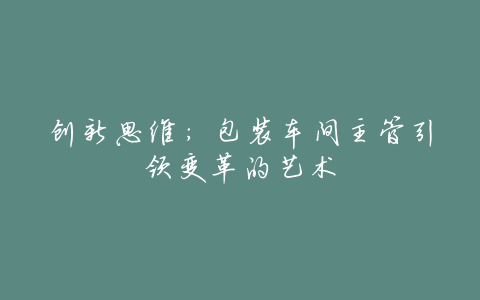 创新思维:包装车间主管引领变革的艺术