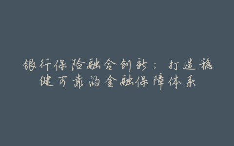 银行保险融合创新:打造稳健可靠的金融保障体系